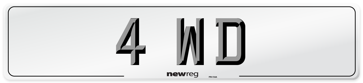 4 WD Number Plate from New Reg